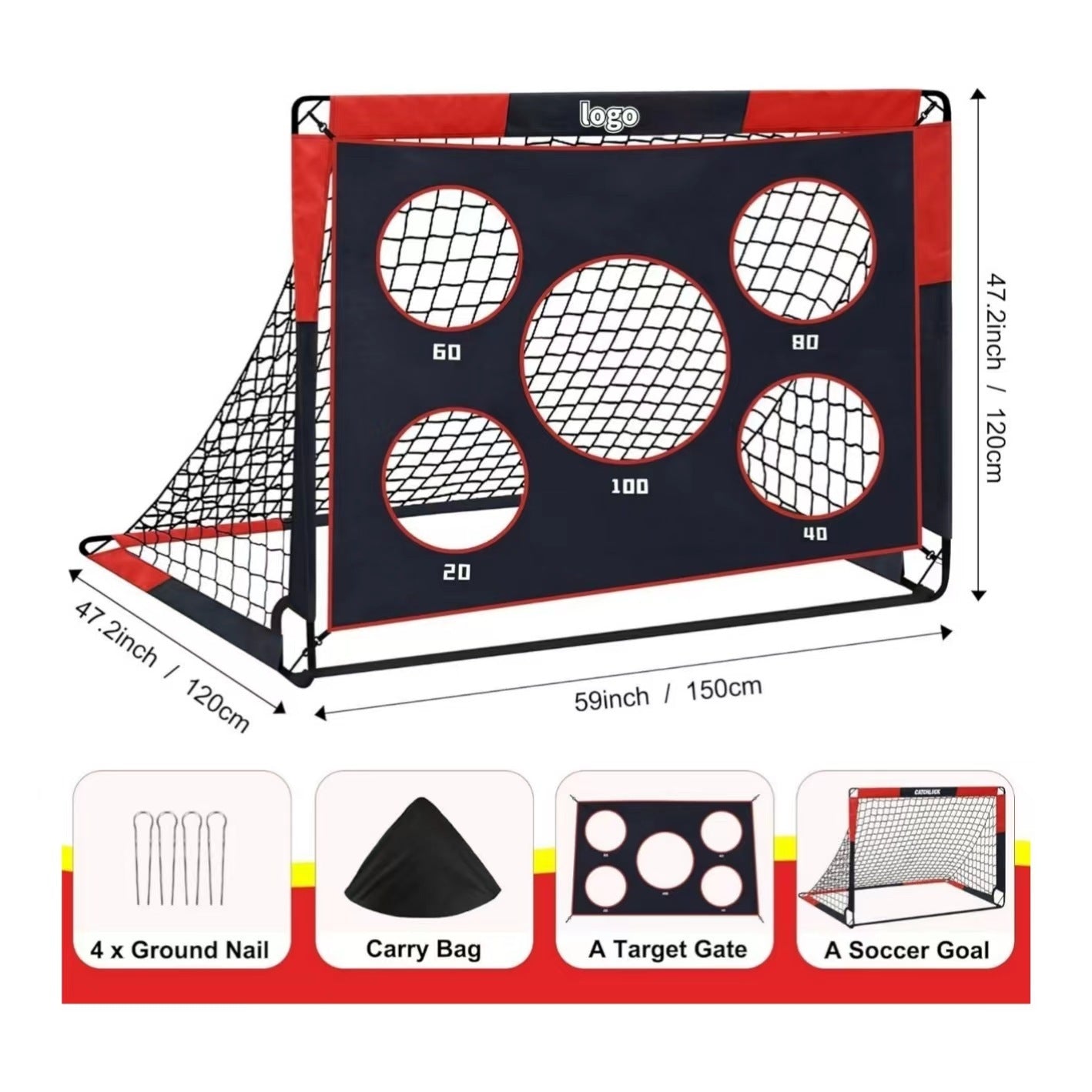 Football Goals Portable Detachable Two-in-one Goal