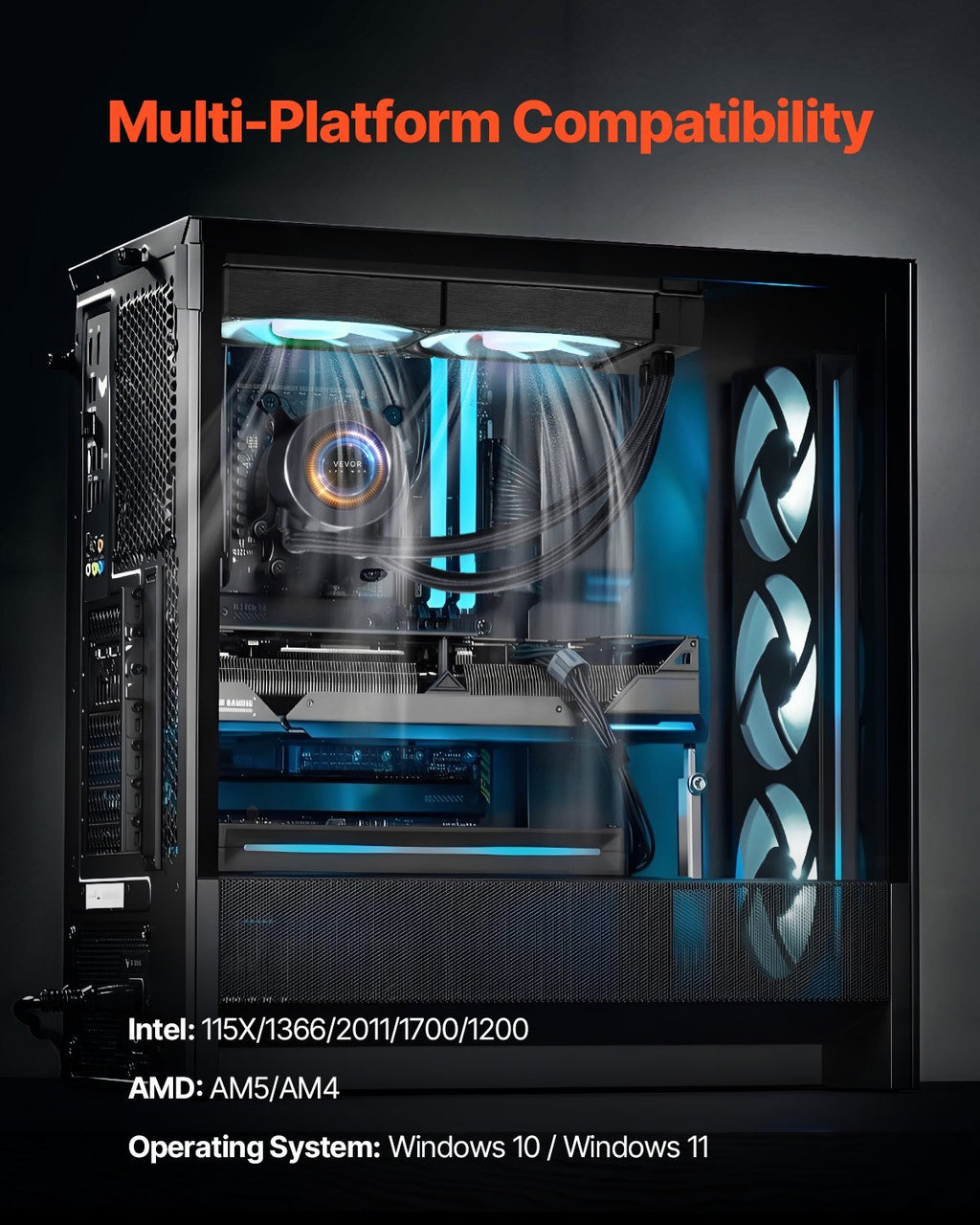 CPU Liquid Cooler AIO CPU Water Cooler With ARGB Light & 3 PWN Fans 120mm