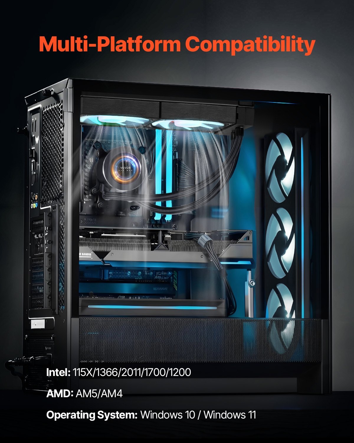 CPU Liquid Cooler AIO CPU Water Cooler With ARGB Light & 3 PWN Fans 120mm