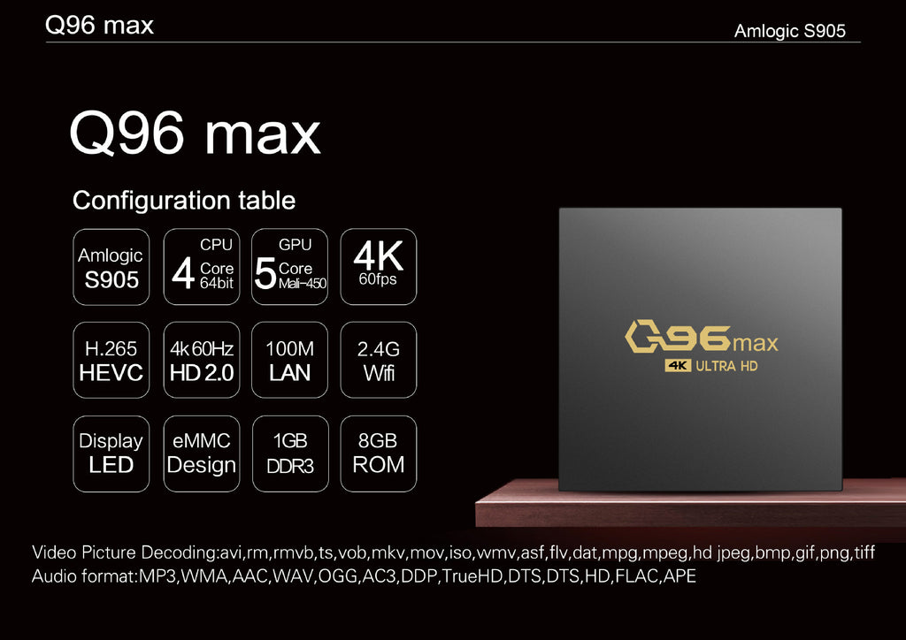 Q96 MAX S905 Android Video BOX 4K Set-top BOX TV BOX Network Set-top BOX TV BOX